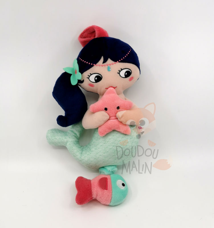  - musical box - mermaid doll pink green 25 cm 